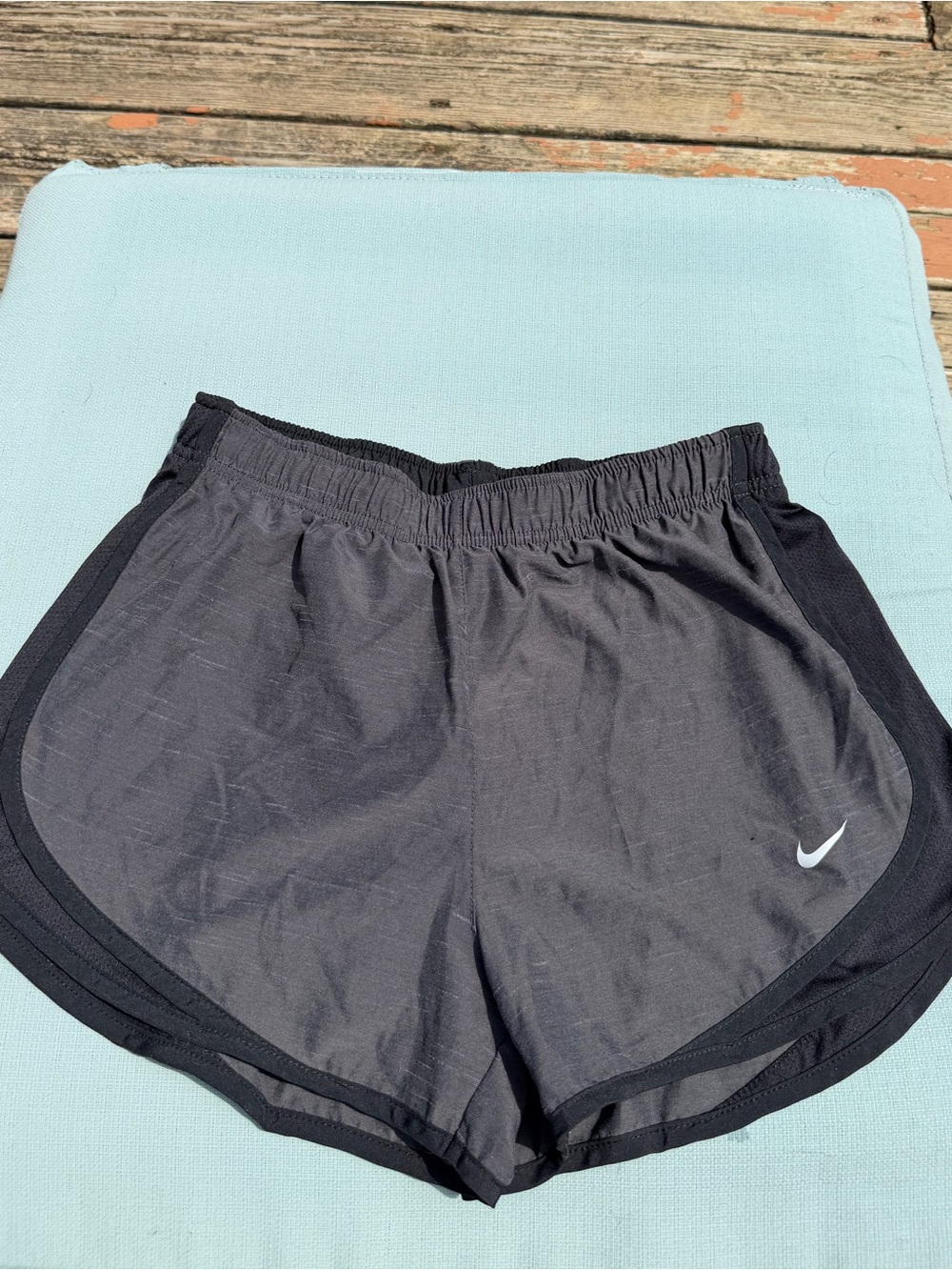 Nike Women's Black Athletic Shorts with White Swoosh